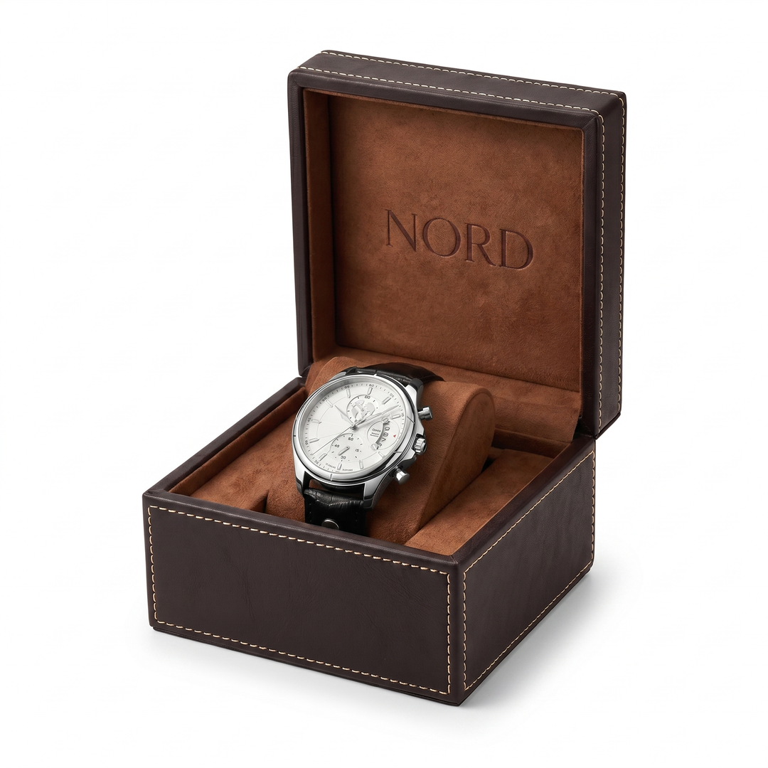 Nord Mariner Solo leather single watch case, embossed NORD logo