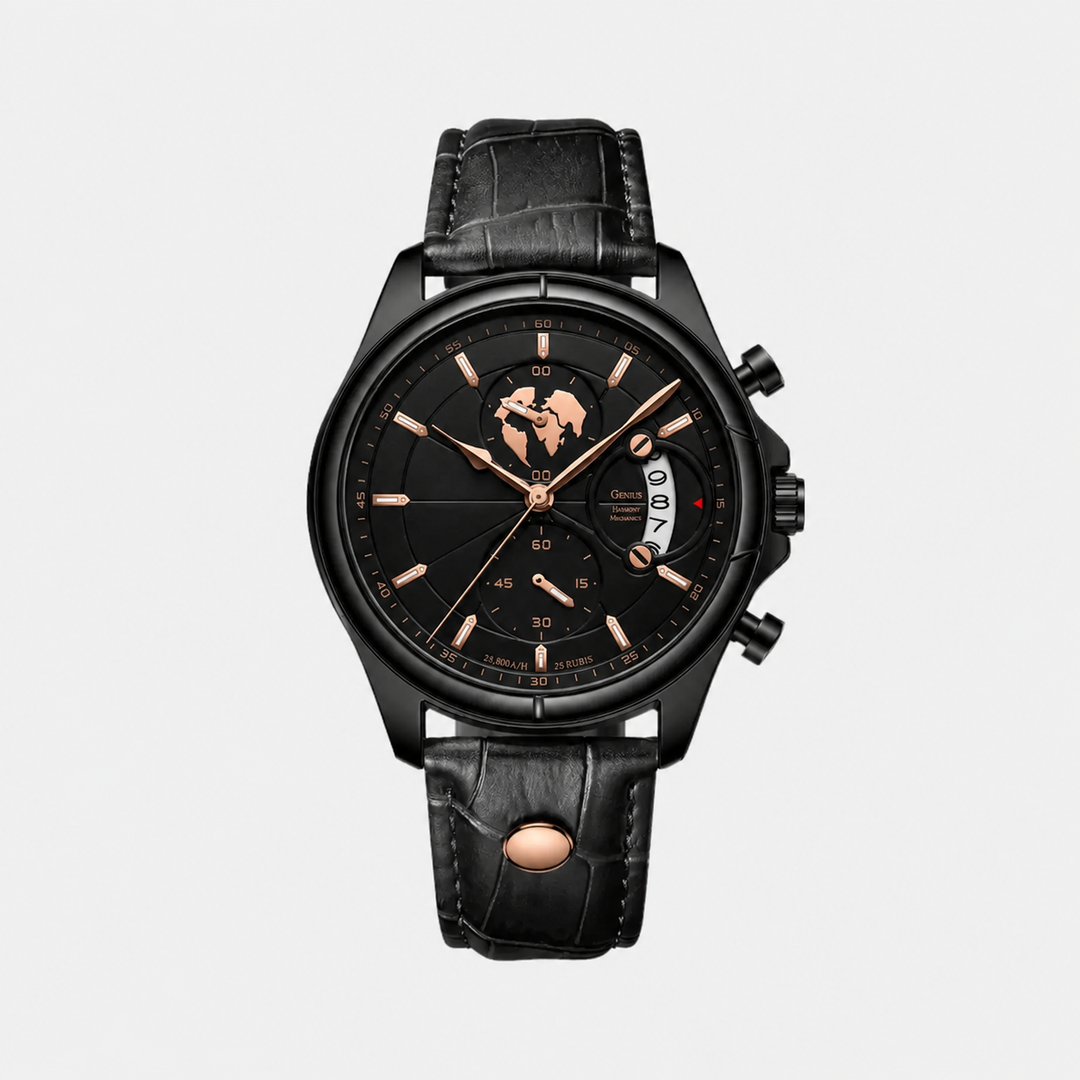Meridian Eclipse Rose men's watch with dark dial and rose-gold case - front view