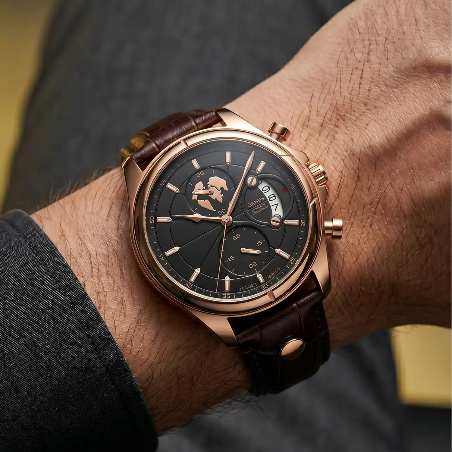 Meridian Nocturne Rose worn on the wrist - evening watch by NORD 1975